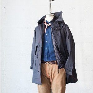 APOLIS Transit Issue Nomad Parka Coat Hooded In Navy Blue $548 MSRP
